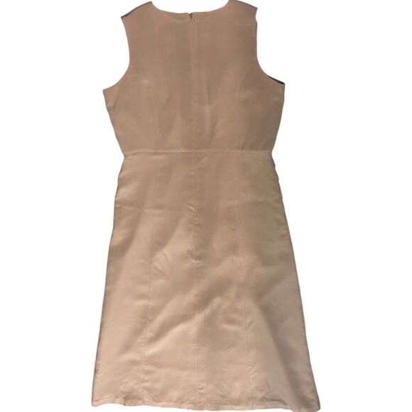 Victoria Holley Tan 100% Silk Defined Waist Sleeveless Midi/Maxi Dress - 8P - Picture 2 of 4